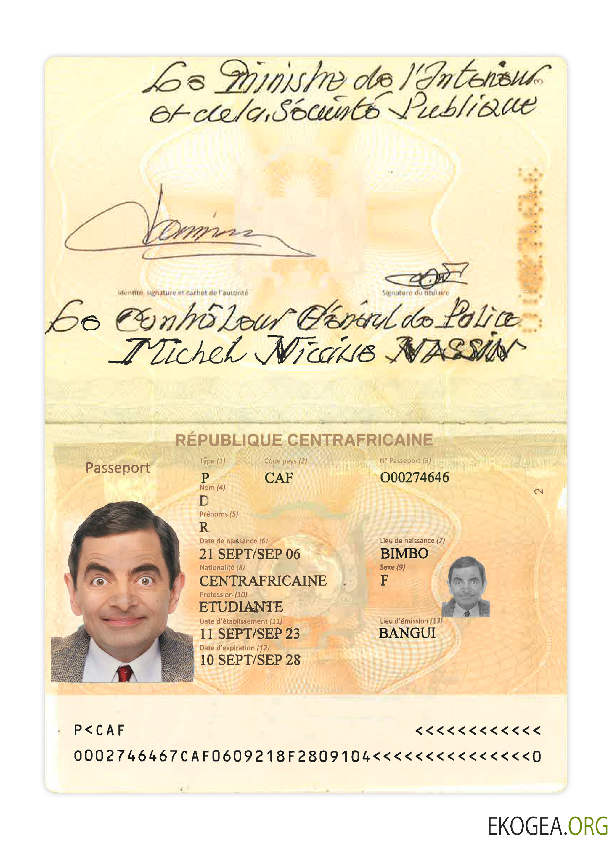 Passeport Afrique Centrale 2023 présent